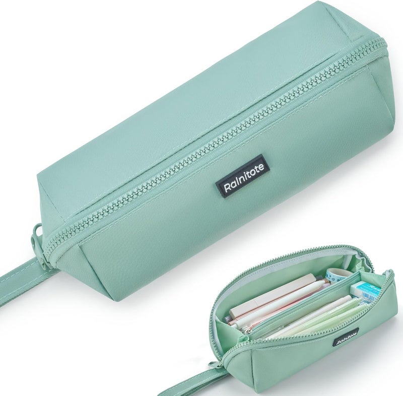 Ralnitote Store Large Pencil Case with 180° Open Design, Big Capacity Pen Bag for Girls & Boys, Aesthetic & Cute Pencil Pouch for School, Office, Makeup & Tech Accessories-Green - Image 1